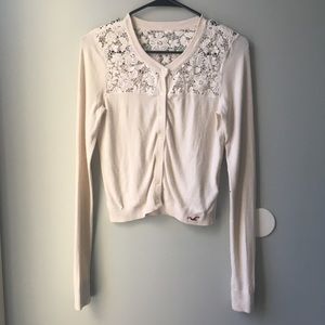 Off white Hollister cardigan with eyelet detail